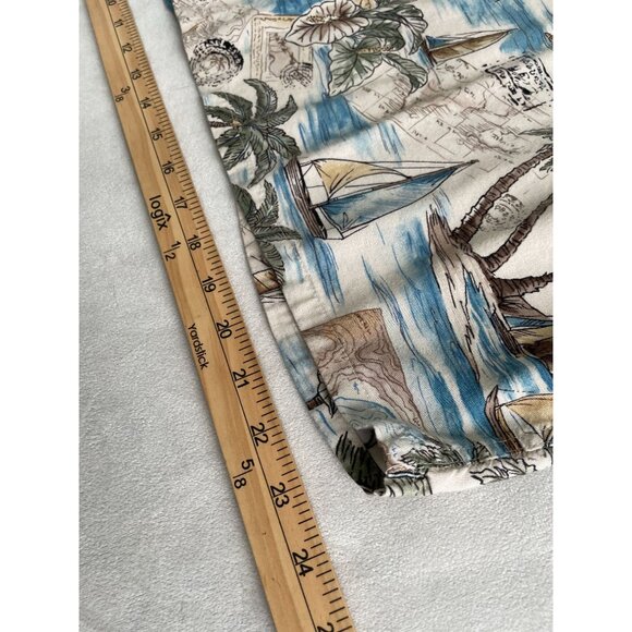 Island Shores Mens XL Hawaiian Shirt With Tropical Palm & Sailboat Print Y2K - Picture 5 of 8
